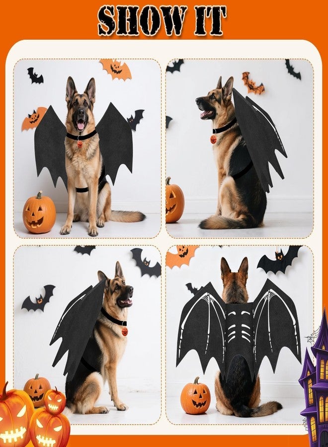 Olanrun Large Dog Halloween Costumes, Adjustable Dog Bat Wings Costumes for Large Dogs with Pumpkin Bell Skeleton Print On The Back, Pet Costume Halloween Cosplay Party Dress Up, XL Black - Image 4